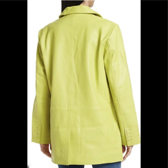 Walter Baker KIRA Blazer In Lime Green 100% Leather Oversized Jacket NWT - Picture 2 of 12